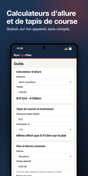 Calculateurs d’allure et de tapis, sans réseau