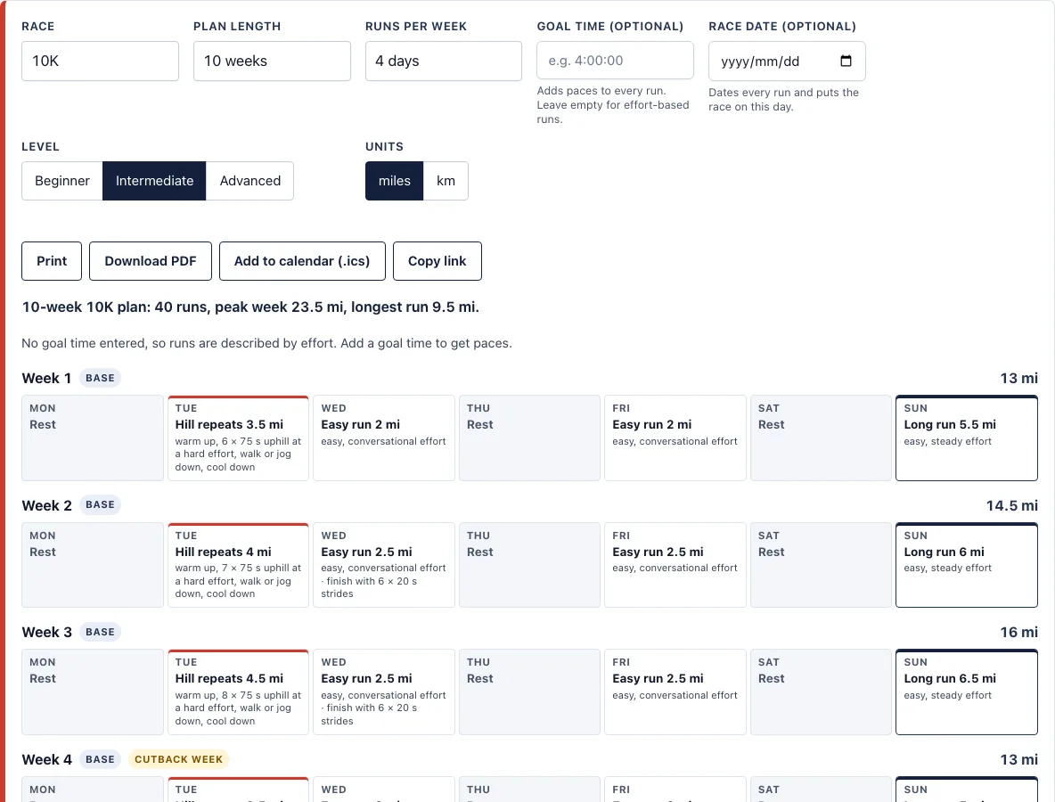 10k training plan example