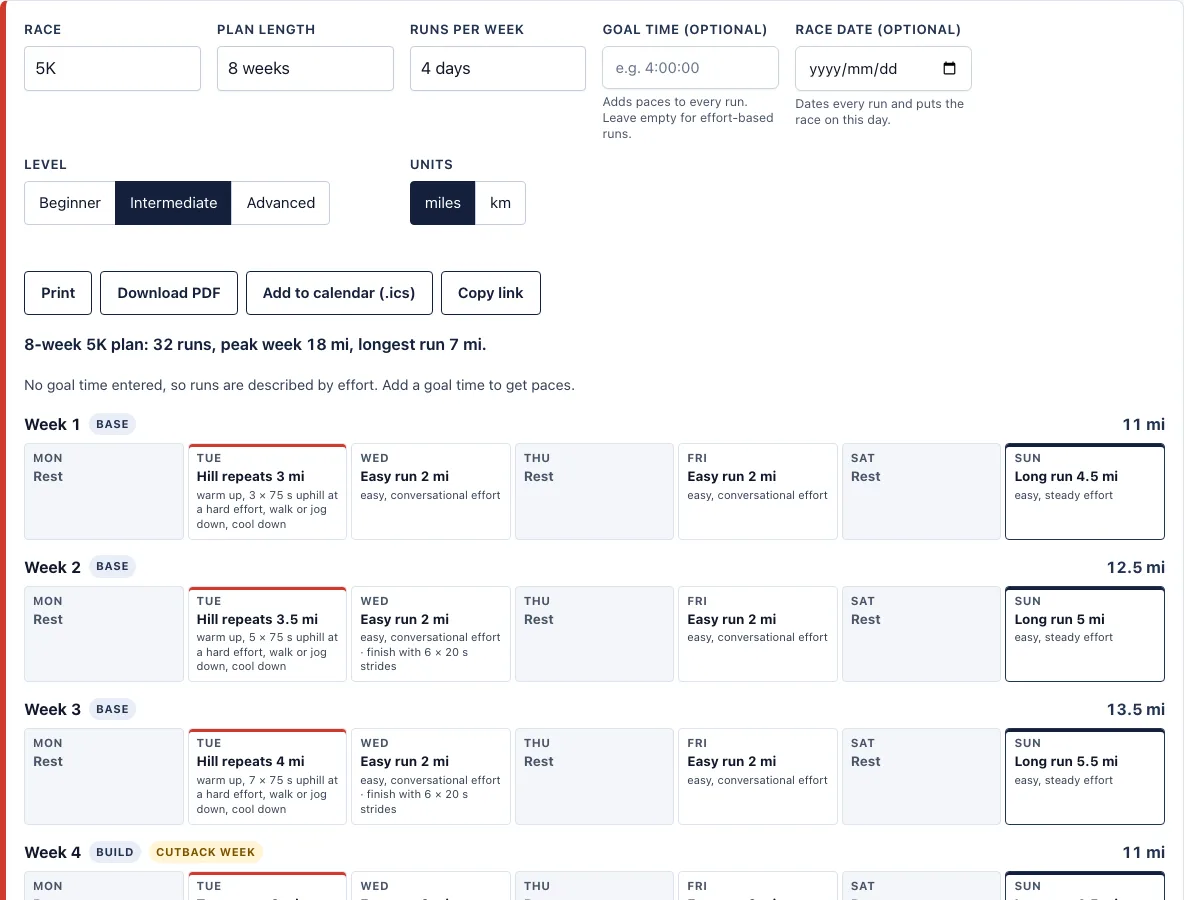 5k training plan example